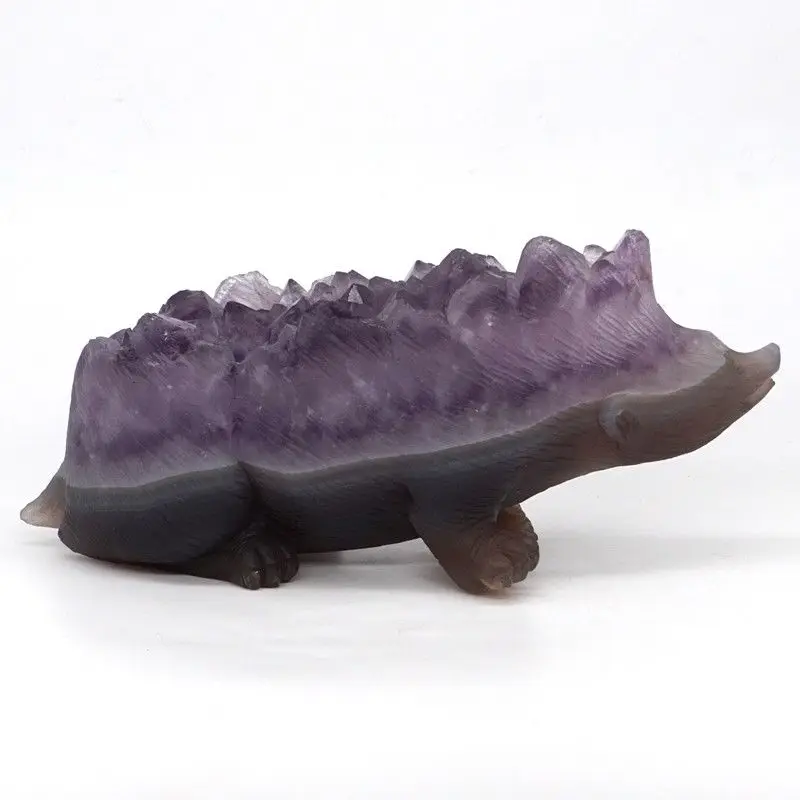 6.3&quot Hedgehog Statue Natural Agate Geode Amethyst Cluster Crystal Carved Crafts | Декор для дома