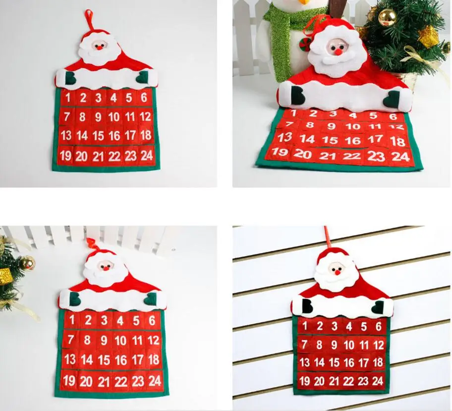New arrival Classical Chirstmas Santa Claus Non-woven Countdown Calendar Deocration For Home Ornament Gift Bags Decoration | Дом и сад