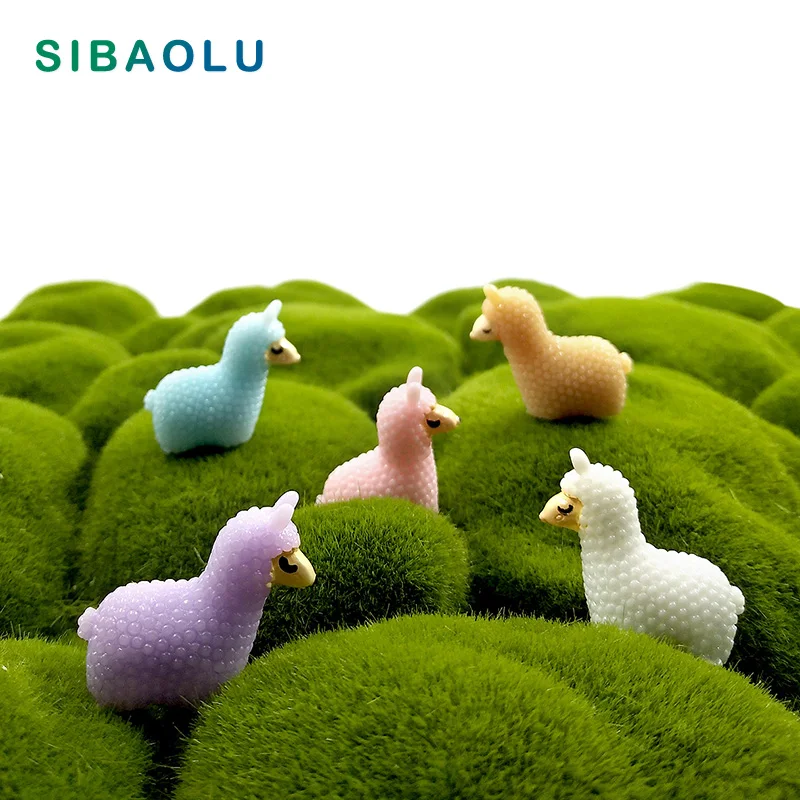 5pcs Sheep Alpaca Miniature figurine cartoon animal 3D model fairy garden Resin Craft home decoration DIY accessories | Дом и сад