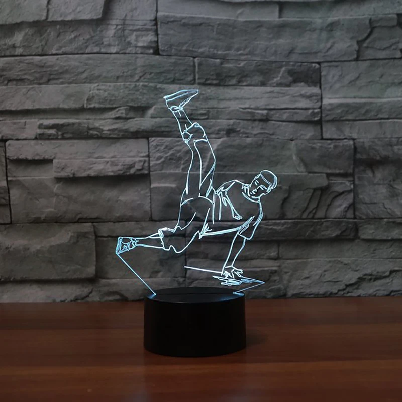 Hip-Hop Boy 3D Lamp 7 Color-Changing Atmosphere Night Lights LED Dancer Table Gifts Bedside Sleep Lighting Bedroom Decor | Лампы и