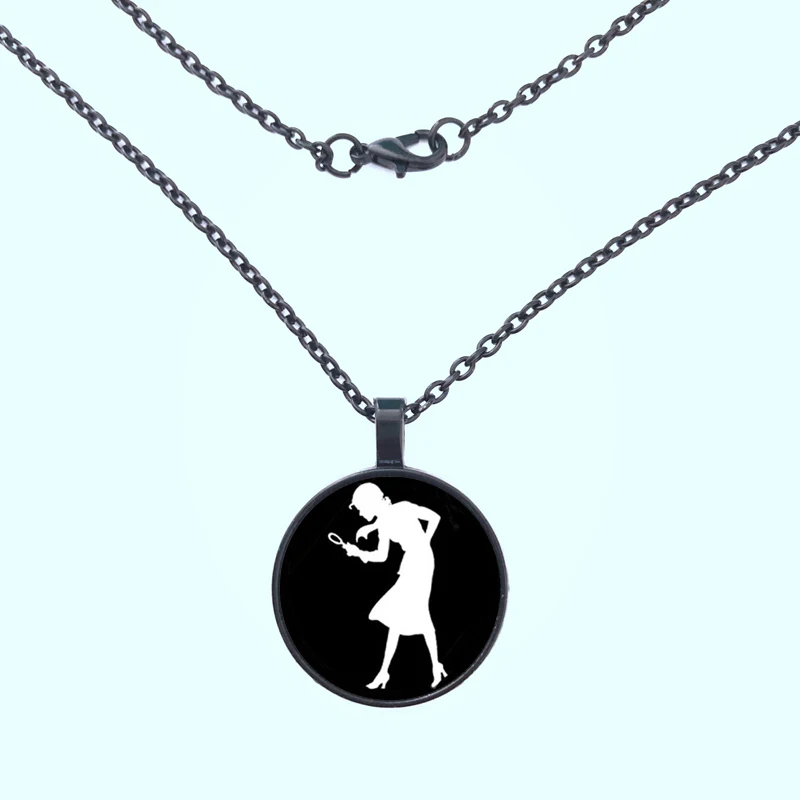 Ожерелье с подвеской из стекла Nancy Drew черно белое художественное ожерелье кулон
