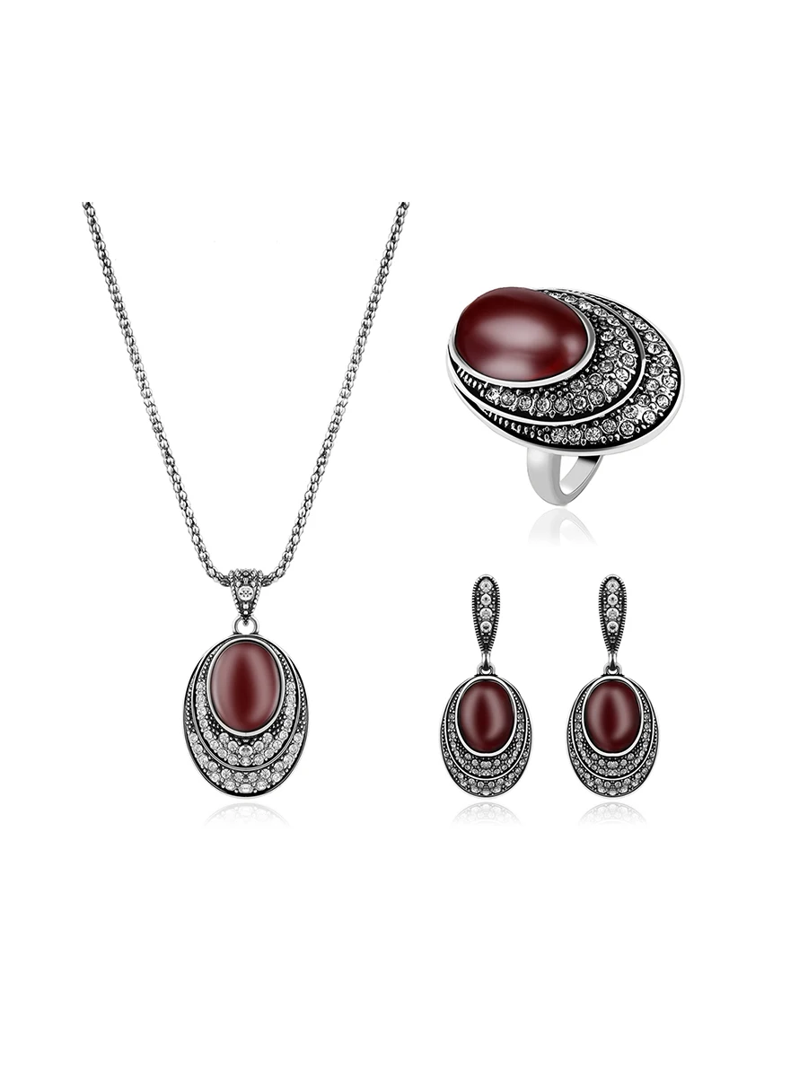 Женский комплект из колье серёг и кольца с подвеской|vintage turkish|necklace earringjewelry sets vintage