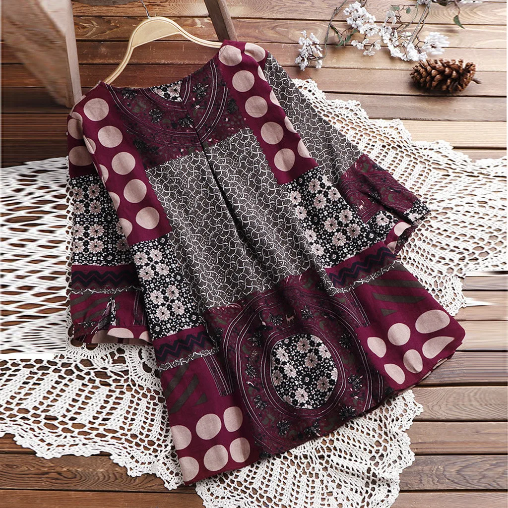 Feitong Boho женские блузки больших размеров женские свободные льняные национальные хиппи качели длинные рубашки блузки blusas mujer de moda