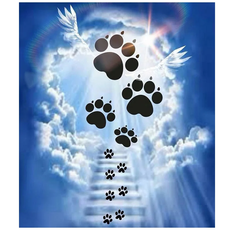 New full square/round 5D diy diamond painting"heaven Dog footprints "embroidery pattern resin 3D cross stitch mosaic room decor | Дом и