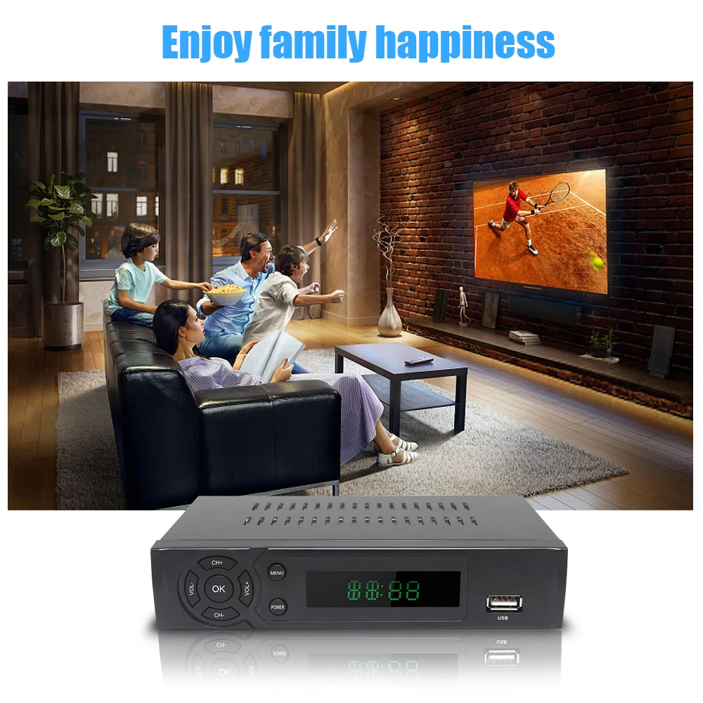 Горячая FULL HD H.264 T2 в эфирном приемнике ТВ коробка DVB T2 ТВ тюнер Поддержка сетевого интерфейса телеприставки с wifi