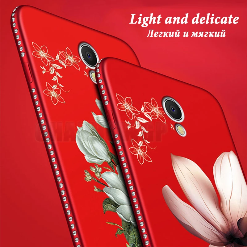 3D рельефный матовый чехол с цветами для Meizu M5 Note M621H M621M M621C M621Q силиконовый
