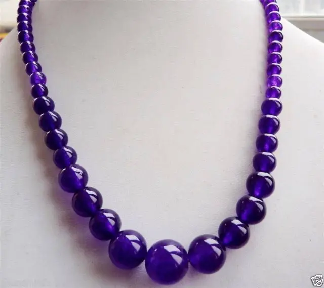 

CHARM!!6-14mm Amethyst Round Beads Necklace 17.5"