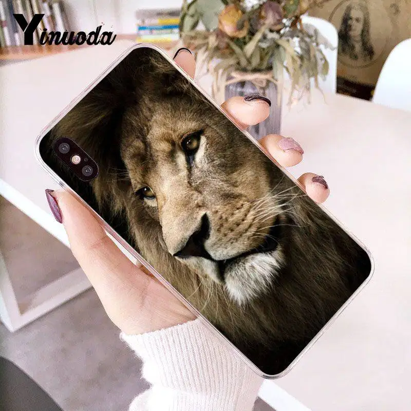 Yinuoda для iPhone 7 6 X Чехол животные Лев Coque Shell Роскошный чехол для телефона для iPhone 8 7 6 6S Plus X 5 5S SE 5C 4 4S чехол