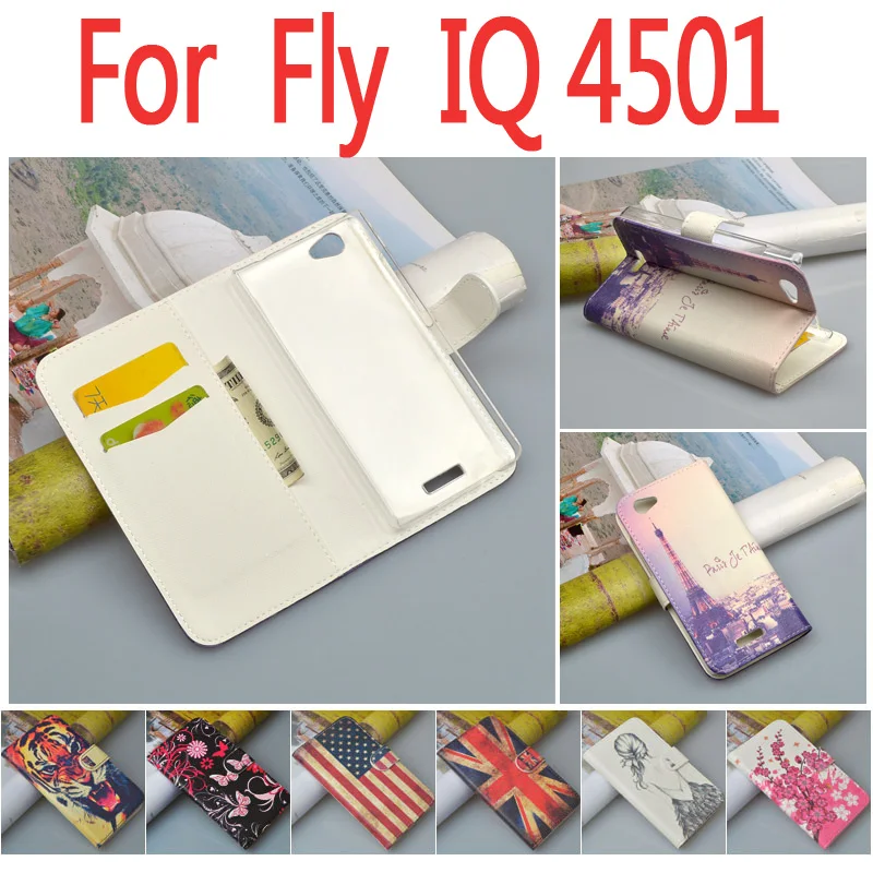 Роскошные Шаблон PU Кожаный Чехол Для FLY IQ4501 Крышка Бумажник с Держателем