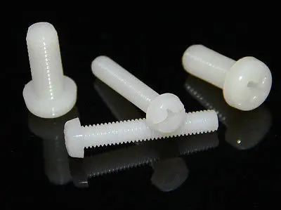 

Free Shipping 100pcs M5 x 10mm Nylon screws round Phillips pan head screws White