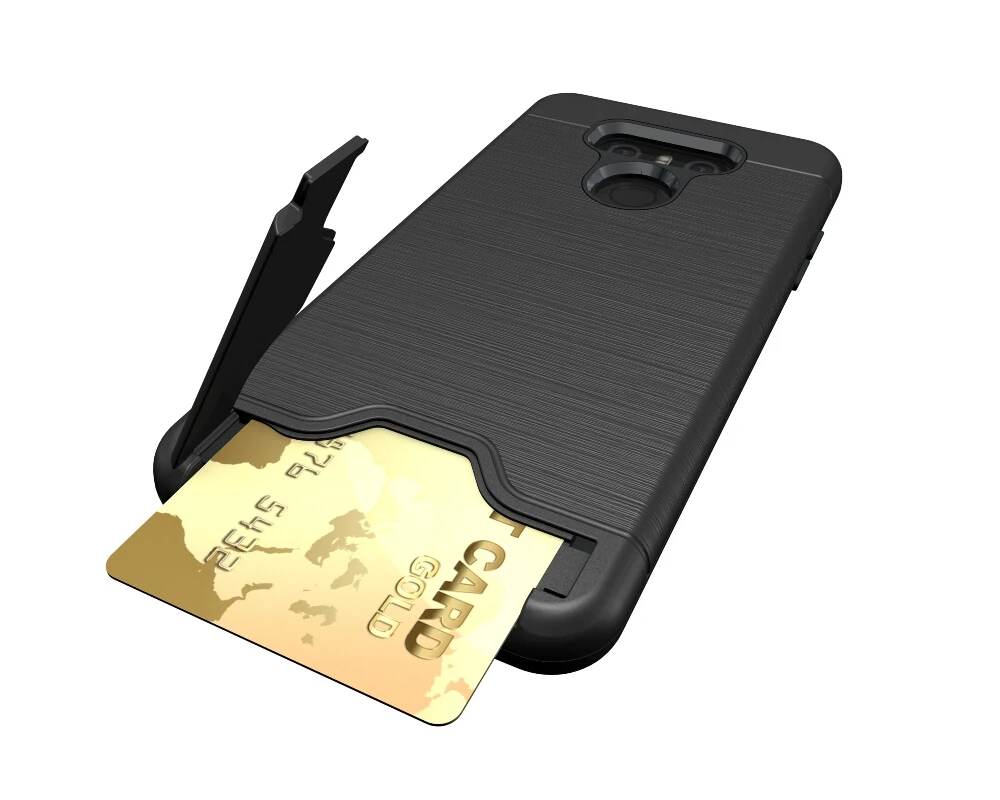 High Quality Mobile Phone Case For LG G6 Armor Brushed Metal Texture Hybrid Dual Layer Card Solt With Stand Cover |