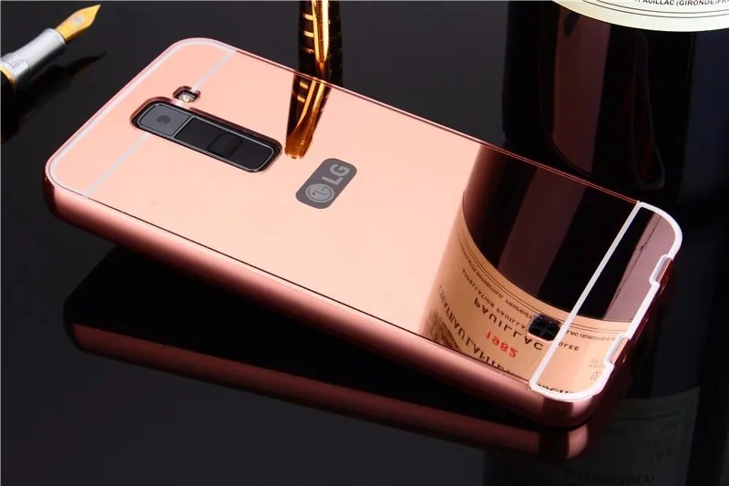 Чехол-бампер для LG K8 K350, роскошный зеркальный чехол цвета розовое золото на K8 K350 K350E K350N 5," K8, задняя крышка, алюминиевый корпус