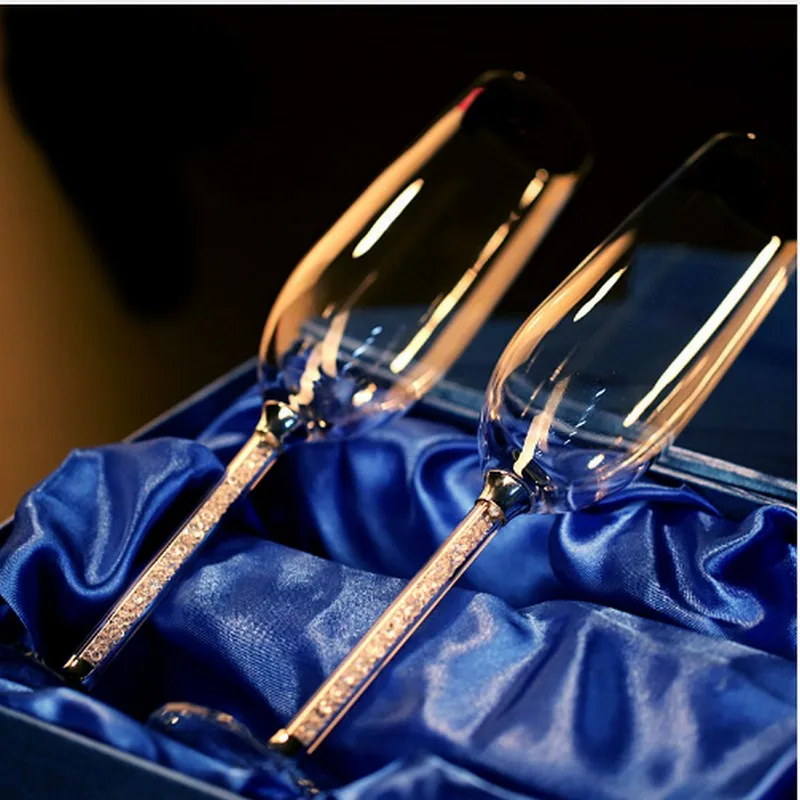 Свадебные бокалы для вина шампанского кристаллические 250 мл 2 шт. роскошные