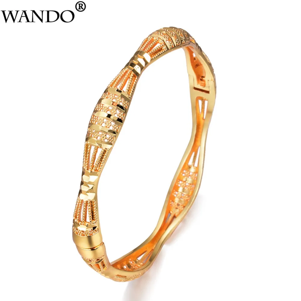 

Wando Gold Colour Classic Bangle for Women Round Hollow Fine Open Bracelet Ethiopia/Dubai Jewelry Mother's Day Gifts Ramadan b29