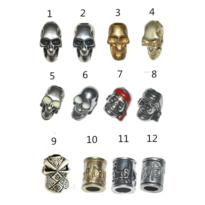 

20pcs Charm Metal Skulls Beads For DIY Paracord Bracelets Knife Flashlight Lanyards Pendant Accessories&KL001