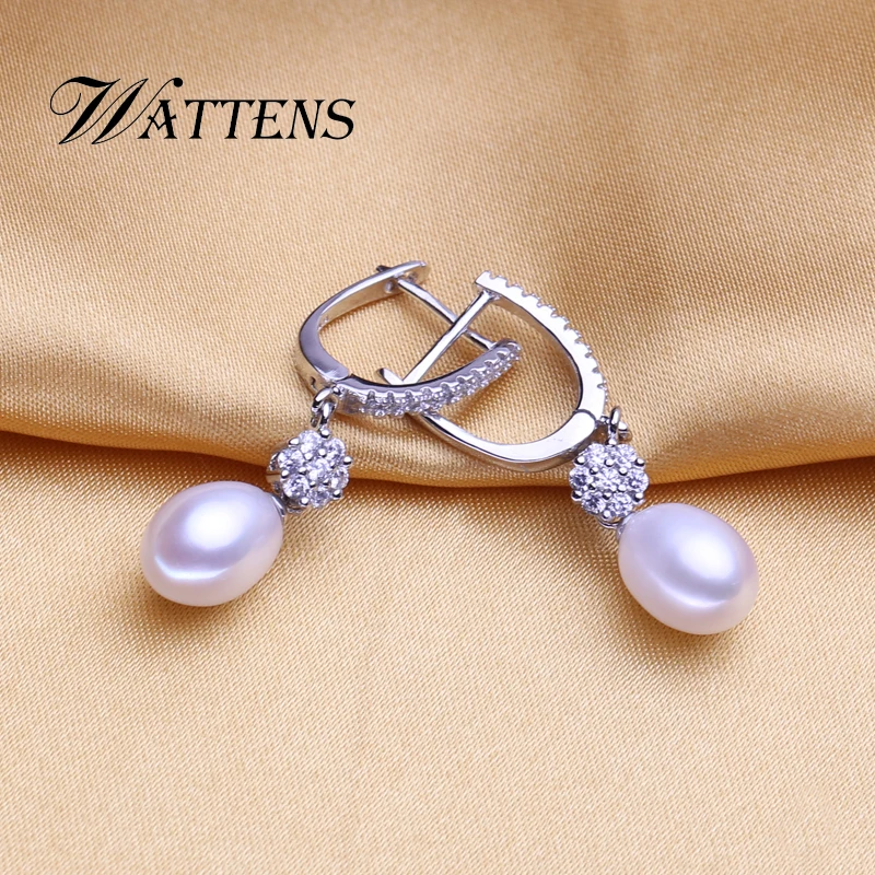 Серьги из натурального пресноводного жемчуга 925 Висячие серьги серебра пробы для