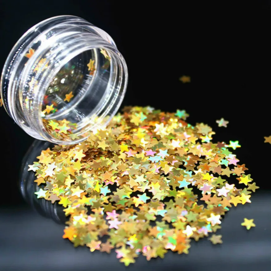 1 шт. яркие золотые звездочки блестящая пудра для дизайна ногтей блестки Сияющие