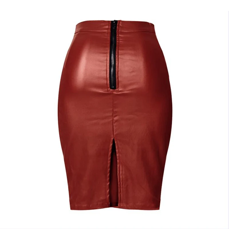 Женская облегающая юбка LOGAMI из искусственной кожи ярко красная с завышенной