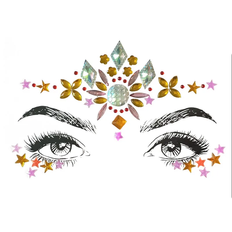 FestivalQueen DIY брови лицо тела стикер для женщин Клей Кристалл Блеск Драгоценности фестиваль вечерние глаза кристалл наклейки с блестками - Окраска металла: 28