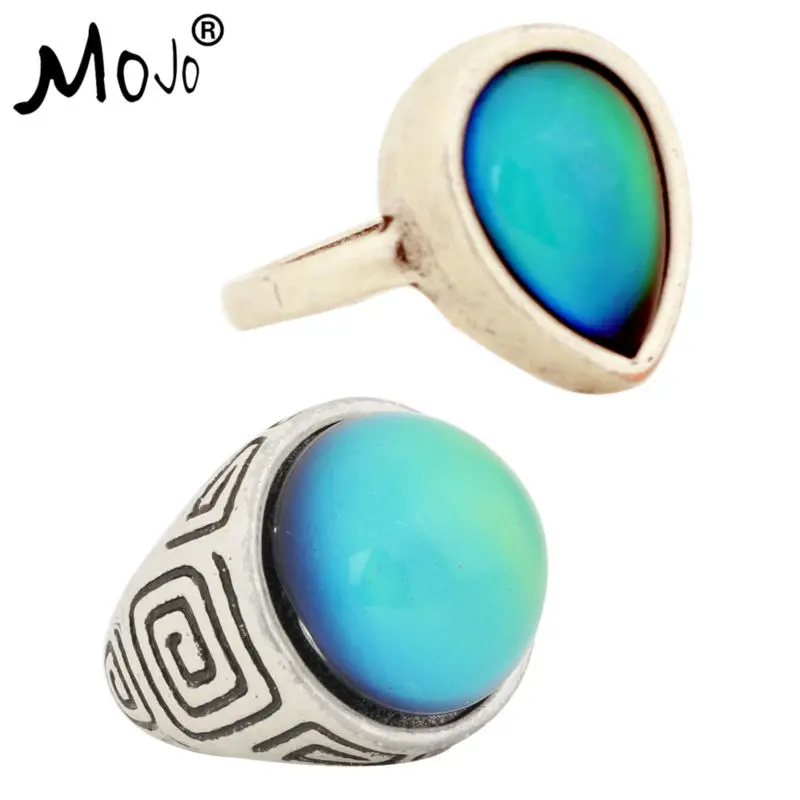 

2PCS Vintage Ring Set of Rings on Fingers Mood Ring That Changes Color Wedding Rings of Strength for Women Men Jewelry RS047-044