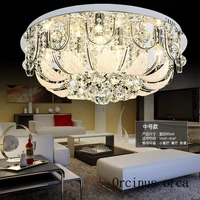 2017 gold round crystal ceiling light for living room indoor lamp with remote controlled home decoration free shipping