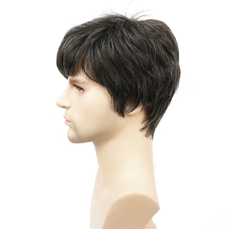 Мужской парик StrongBeauty короткие прямые синтетические натуральные полные парики|wig