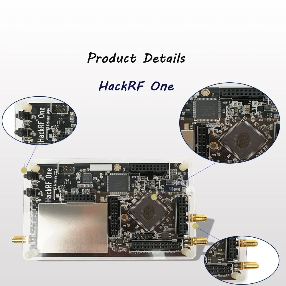 HackRF одно программное радио(SDR) макетная плата 1 МГц-6 ГГц с антенна SMA+ черная универсальная Антенна и акриловая оболочка