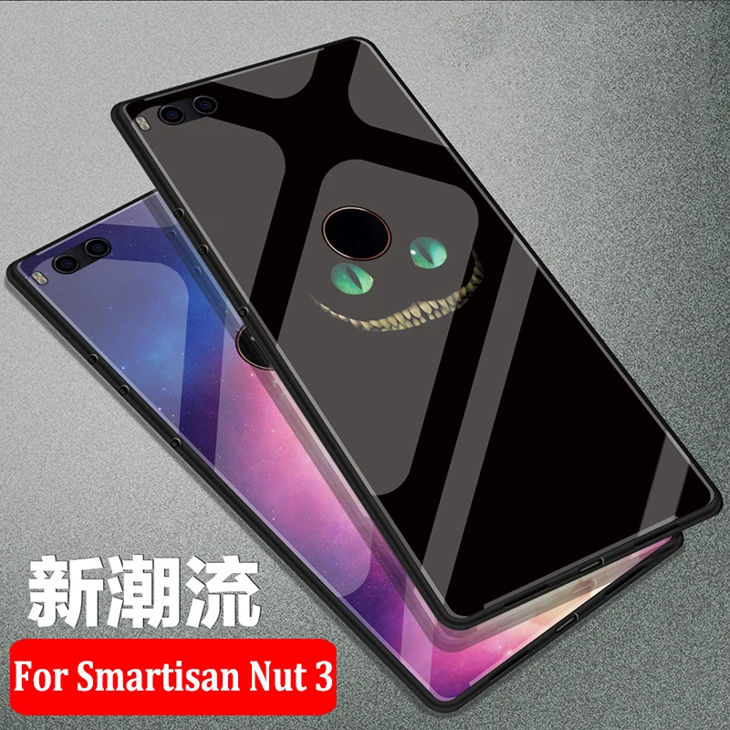 Чехол для Smartisan Nut 3 окрашенное закаленное стекло + Мягкая силиконовая задняя