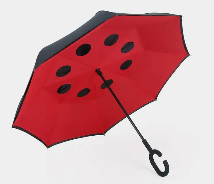 BG Creative Cars Reverse Folding Fishing Umbrella Double Layer Rain Protection C-Handle Inverted Windproof Compact Self-Standing | Дом и сад