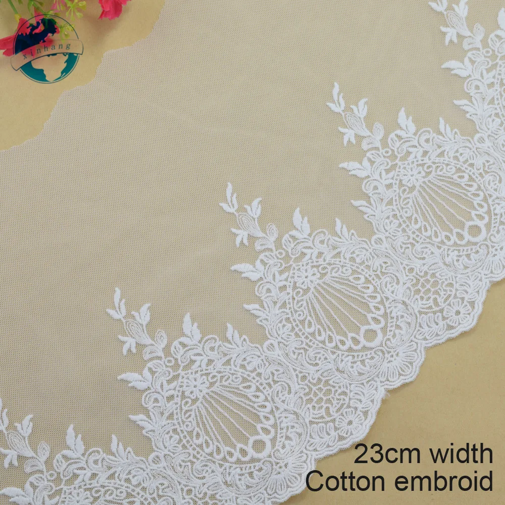 

10yards 23cm Cotton embroid sewing ribbon guipure lace trim or fabric warp knitting DIY Garment Accessories african lace#3188