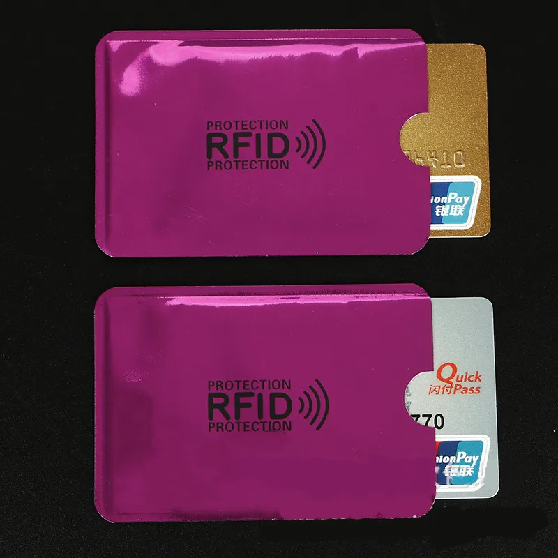 

10 pcs Rose Red Anti-Scan Card Sleeve Credit RFID Card Protector Anti-magnetic Aluminum Foil Portable Bank Card Holder