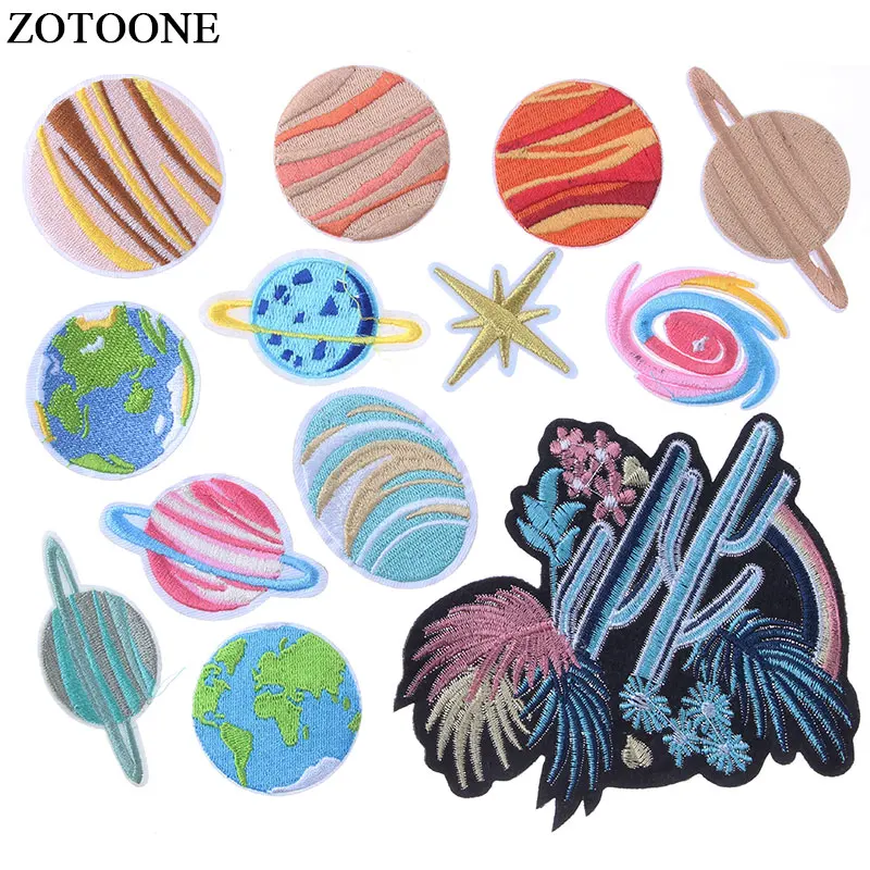 ZOTOONE НЛО принт в виде звезд заплаты вышивки утюг на патчи для одежды Бесплатная