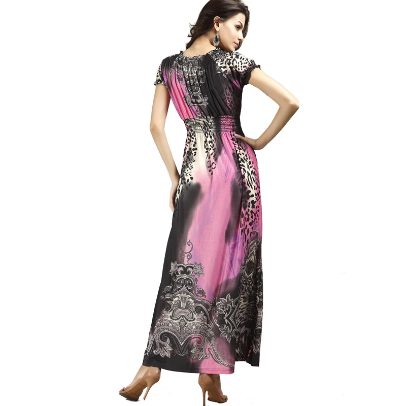 Летнее пляжное платье пол Длина короткий рукав богемное леопардовый Платье с