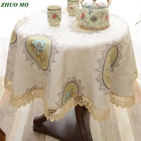 new european lace round tablecloth home wedding decoration cover kitchen accessories living room hotel rectangle table cloth