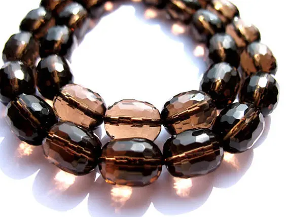 

Biolette smoky quartz Bead AA GRADE drum barrel round faceted jewelry charm beads 8x10 10x14 12x16mm full strand