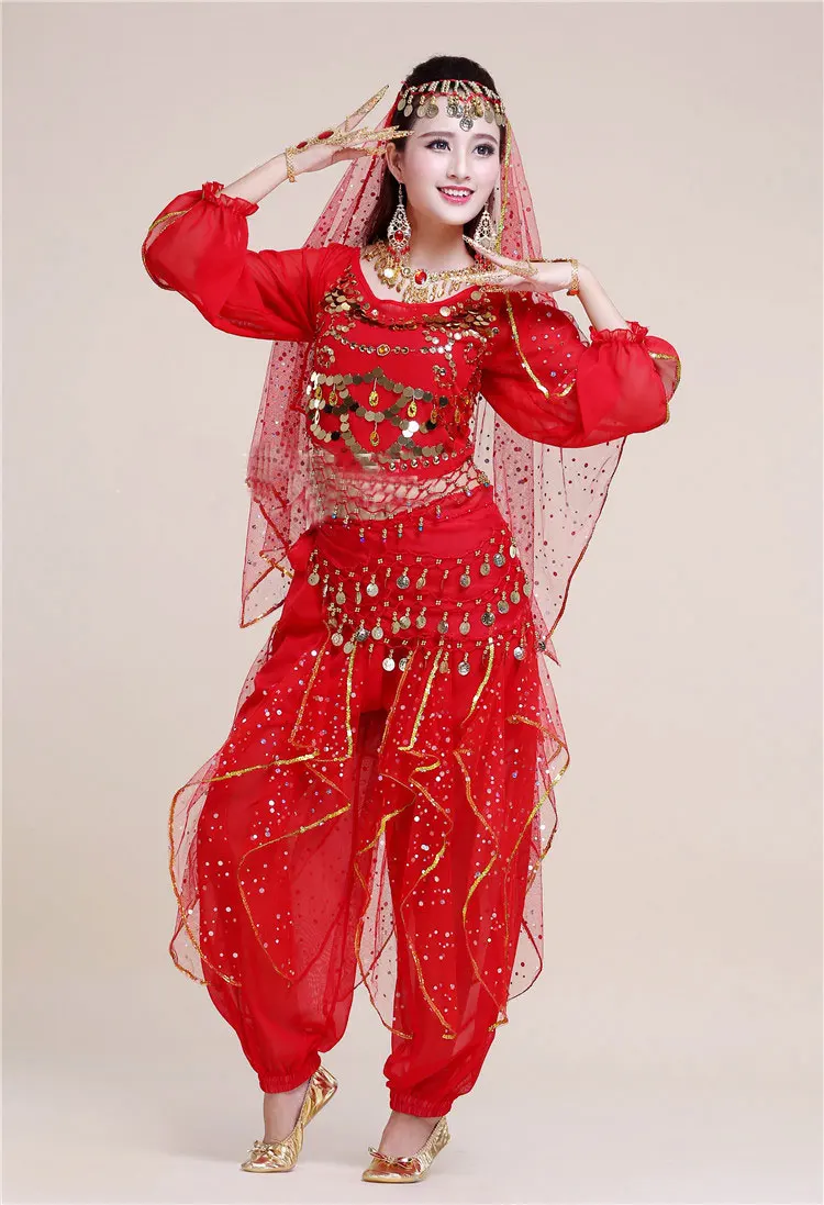 Комплект из 4 предметов для выступлений взрослых танца живота костюм Болливуда