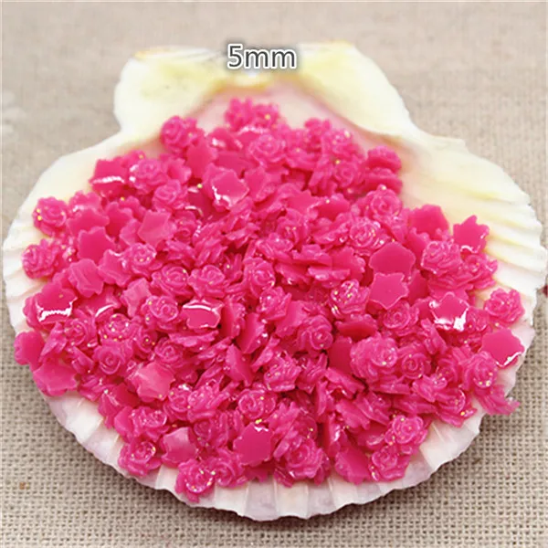 hot pink 500pcs 5 мм 500 шт./упак. милые смесь цветов блеск мини Смола Цветы кабошон с плоской задней частью сделай сам украшения для ногтей - Цвет: hot pink 500pcs