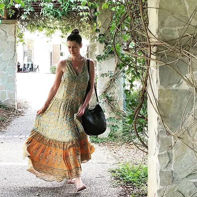 Женское длинное платье без рукавов BOHOFEE DELIRIUM Пляжное хлопковое с v-образным