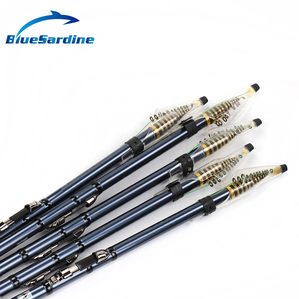 Удочка BlueSardine телескопическая спиннинговая из углеродного волокна 7 2 м синяя 3 6 4 5