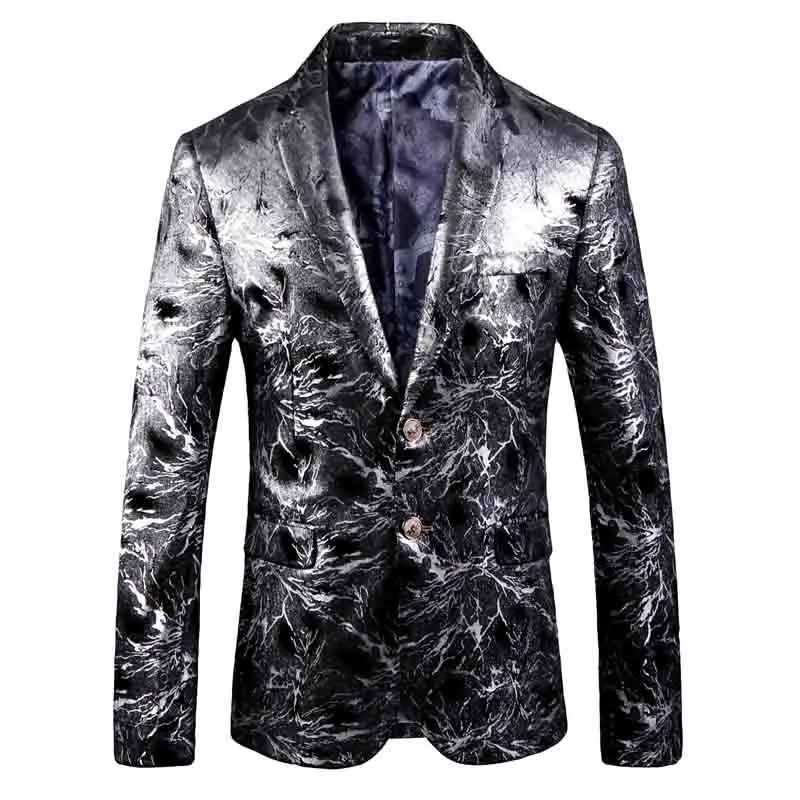 Men'S Silver Large Size British Wind Blazer High Quality Slim Business Casual Fashion Men'S Host Evening Dress
