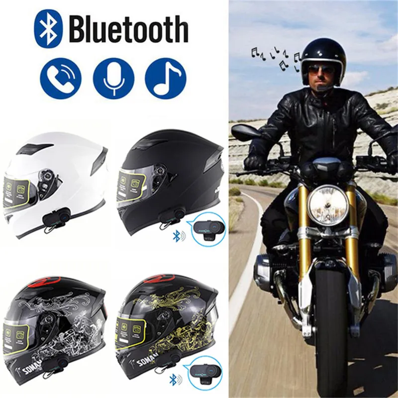 Bluetooth гарнитура DOT для мотоциклетного шлема двусторонняя 800 м водонепроницаемая FM