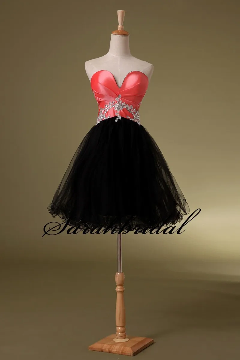 In Stock 2015 Short Mini Tulle Ball Gown Prom Dresses Party Beads Sweetheart Appliques Sexy Homecoming | Свадьбы и торжества