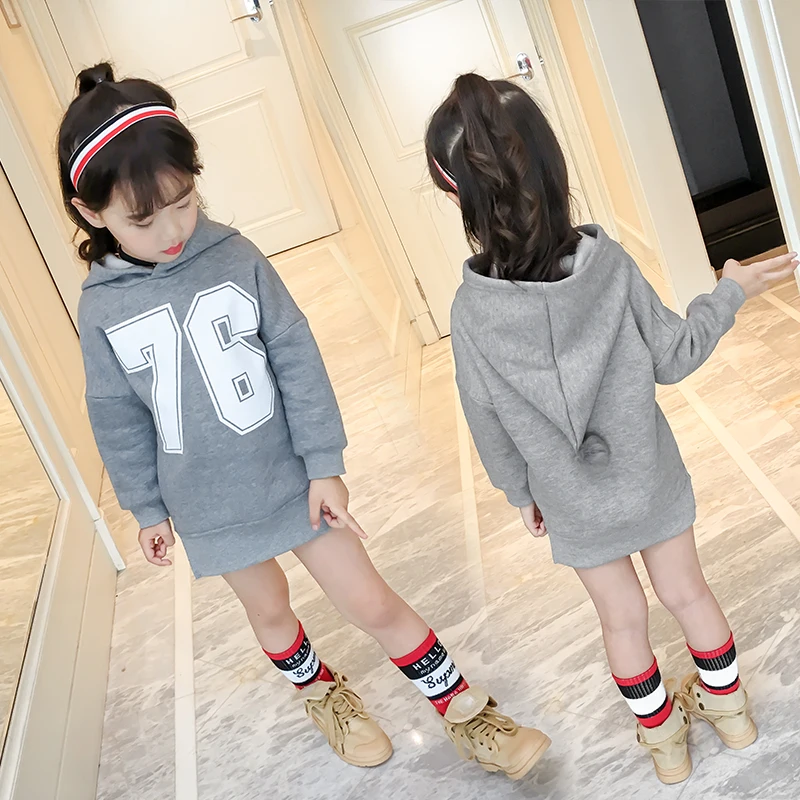 

Длинные толстовки для девочек, новинка осень-зима 2021, корейская детская одежда, детские толстовки с капюшоном