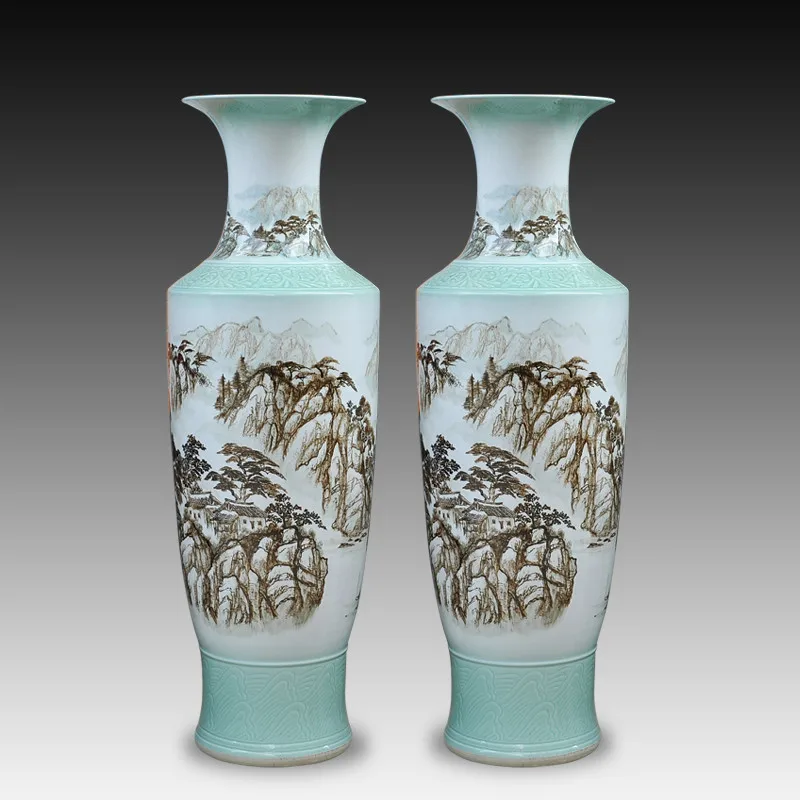 1 шт. китайская синяя керамическая ваза для пола с ручной росписью jiang shang duo jiao