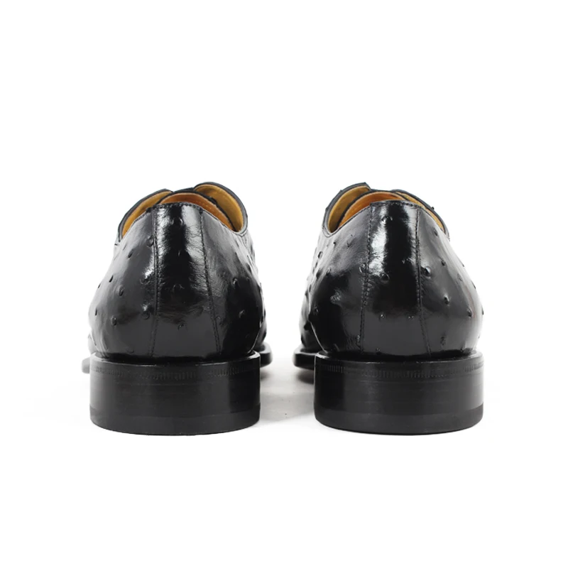 

Vikeduo 2020 Hot Handmade Brand Designer Black Shoes Fashion Party Wedding Ostrich Male Dress Genuine Leather Men Oxford Shoes