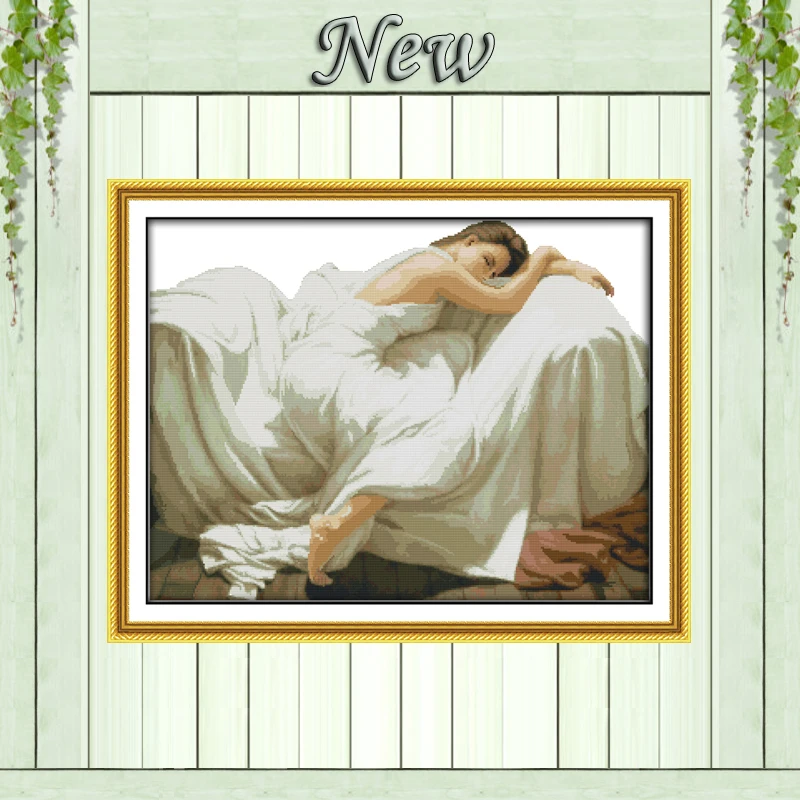 

Sleeping Beauty sexy girl Painting Drawing counted print on fabric 14CT 11CT DIY DMC Cross Stitch kits Needlework Set Embroidery