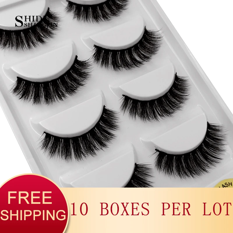 SHIDISHANGPIN 10 boxes wholesale false eyelashes natural long mink lashes 3d volume fake hand made makeup lash G600 | Красота и