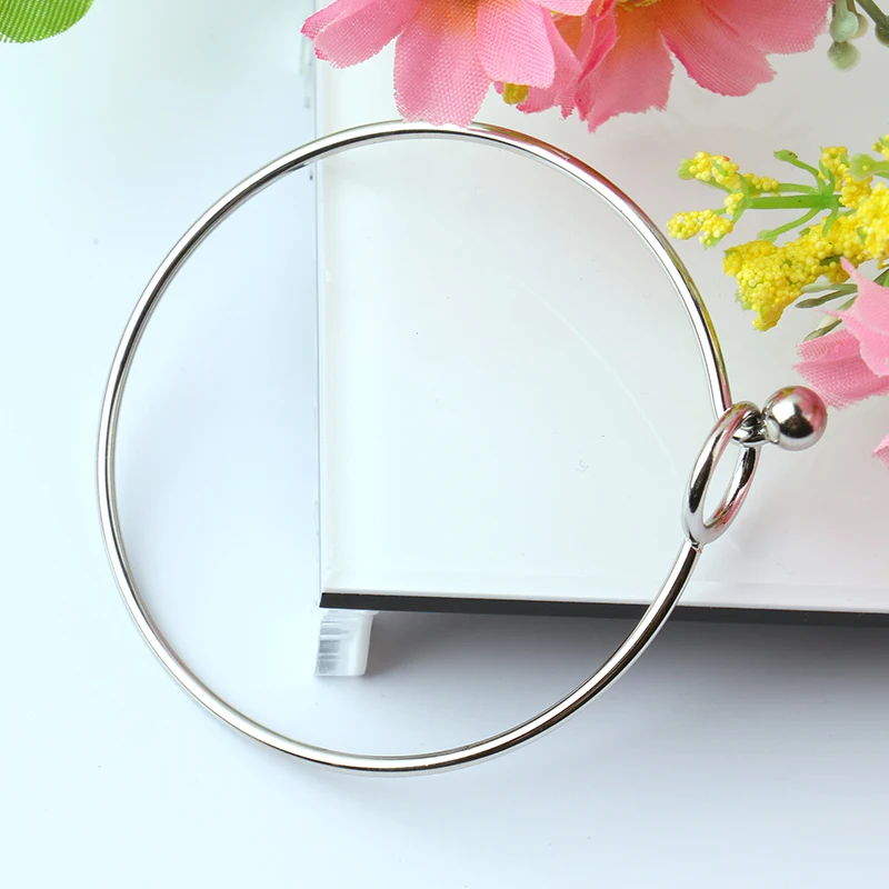 2pcs/lot Stainless Steel Bangle DIY Accessories Hot Sale Single Bead / Round Buckle Simple Charm Bracelet