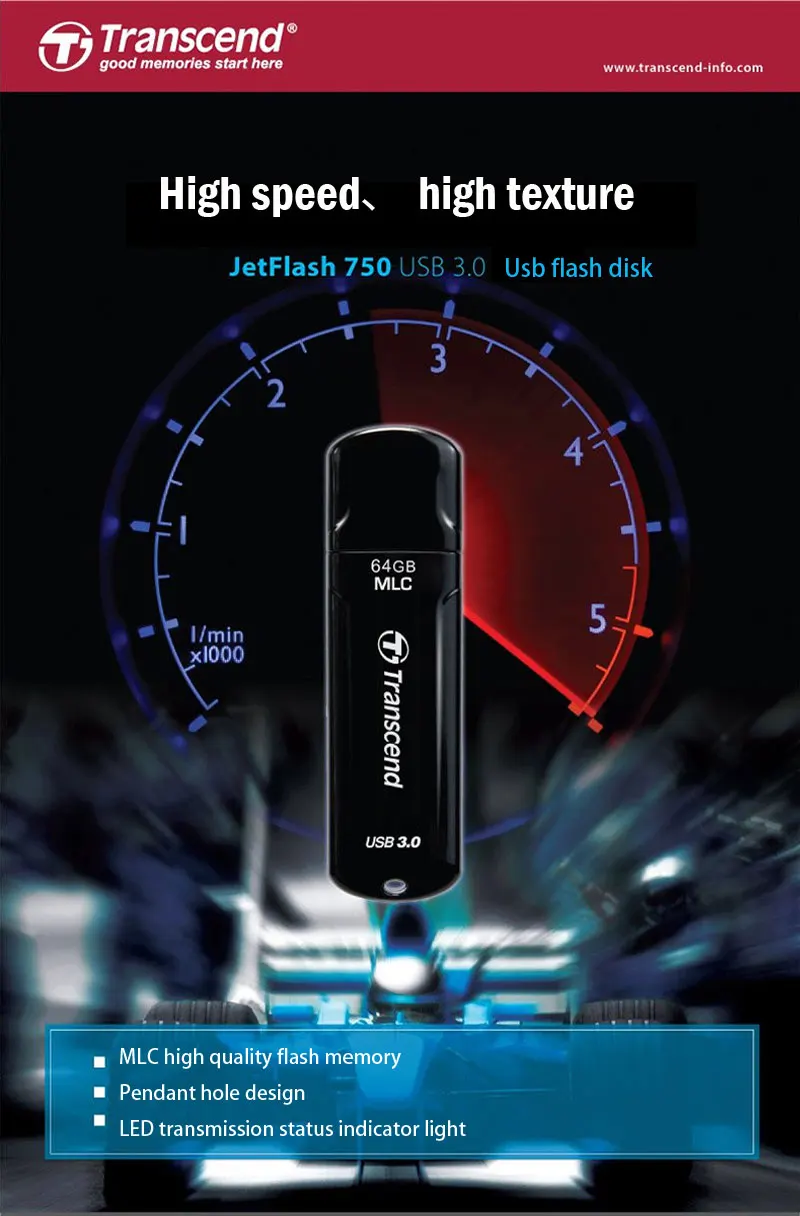 Transcend U Disk 3,0 JetFlash 750 USB флеш-накопитель 16 ГБ 32 ГБ 64 Гб MLC USB флеш-накопитель Высокоскоростной USB 3,0 флеш-накопитель