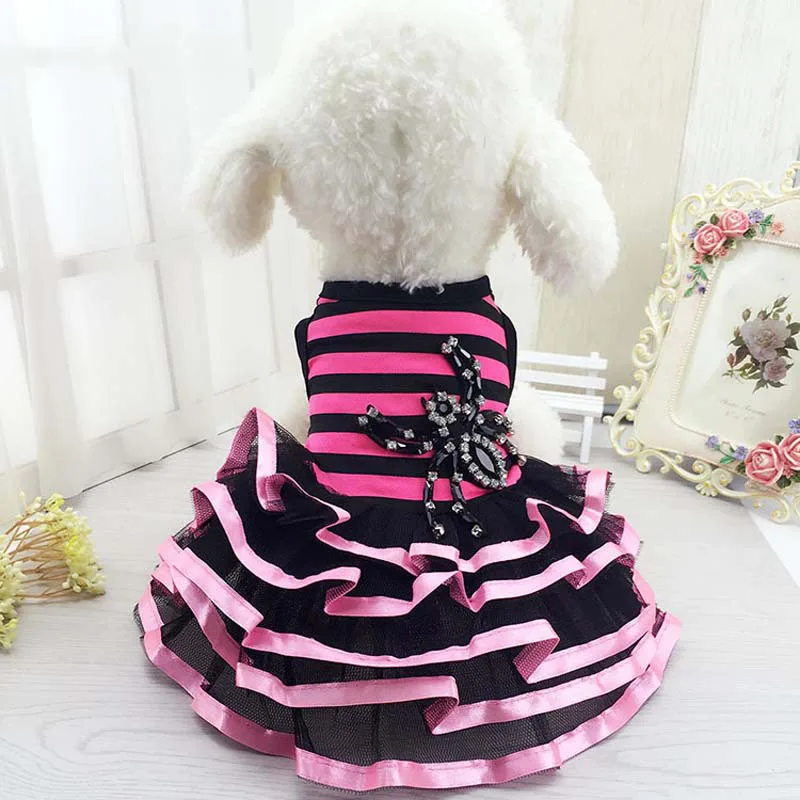Новая одежда для собак домашних питомцев платье щенков модные платья в полоску и